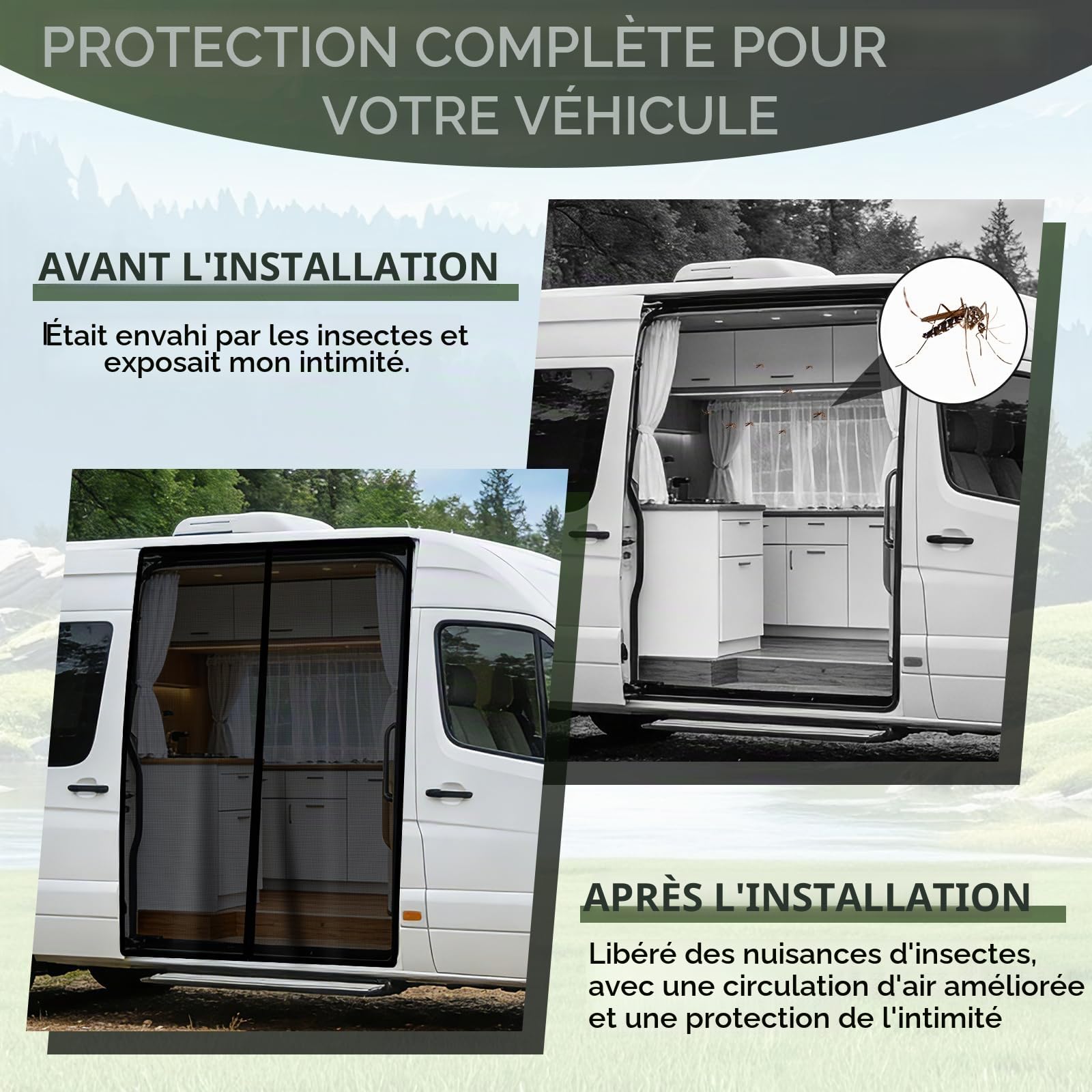 Moustiquaire MagnéTique pour Van 150 X 110 Cm, Moustiquaire Universelle, Moustiquaire Voiture pour Moustiquaire avec Aimant pour Camping-Car, Caravane, Etc
