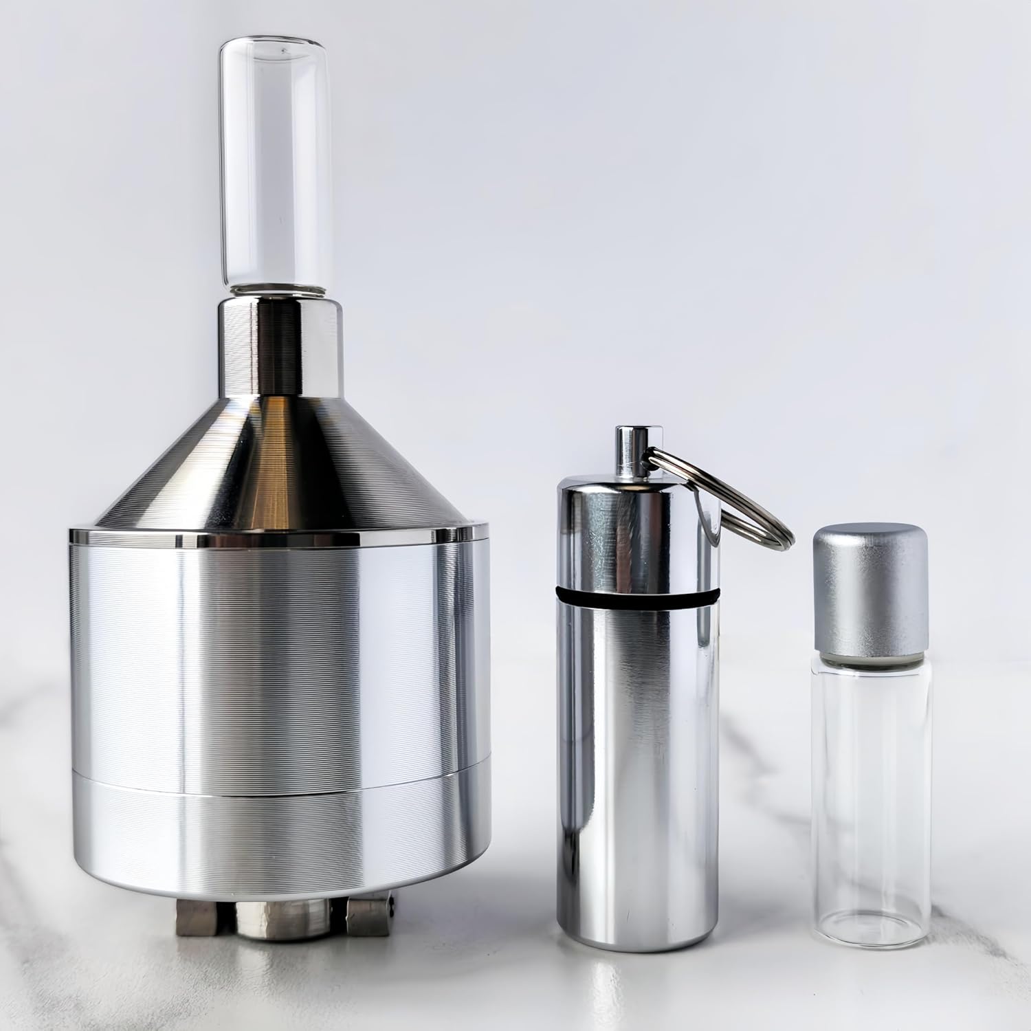 MuYuDaDi Silver Aluminum Spice Grinder - Compact Easy Clean Detachable Herb Mill for Kitchen