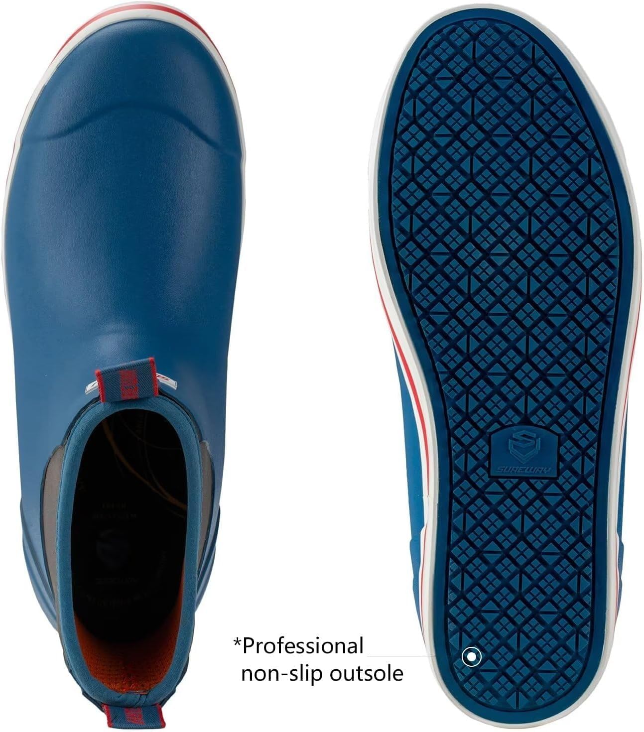 SUREWAY Men's Ankle Fishing Deck Boots for Men-Waterproof,Professional Non-Slip Soles for Wet Slippery Surface,Neoprene Rubber Rain Boot/Shoes for Hunting Boating Gardening - Image 4