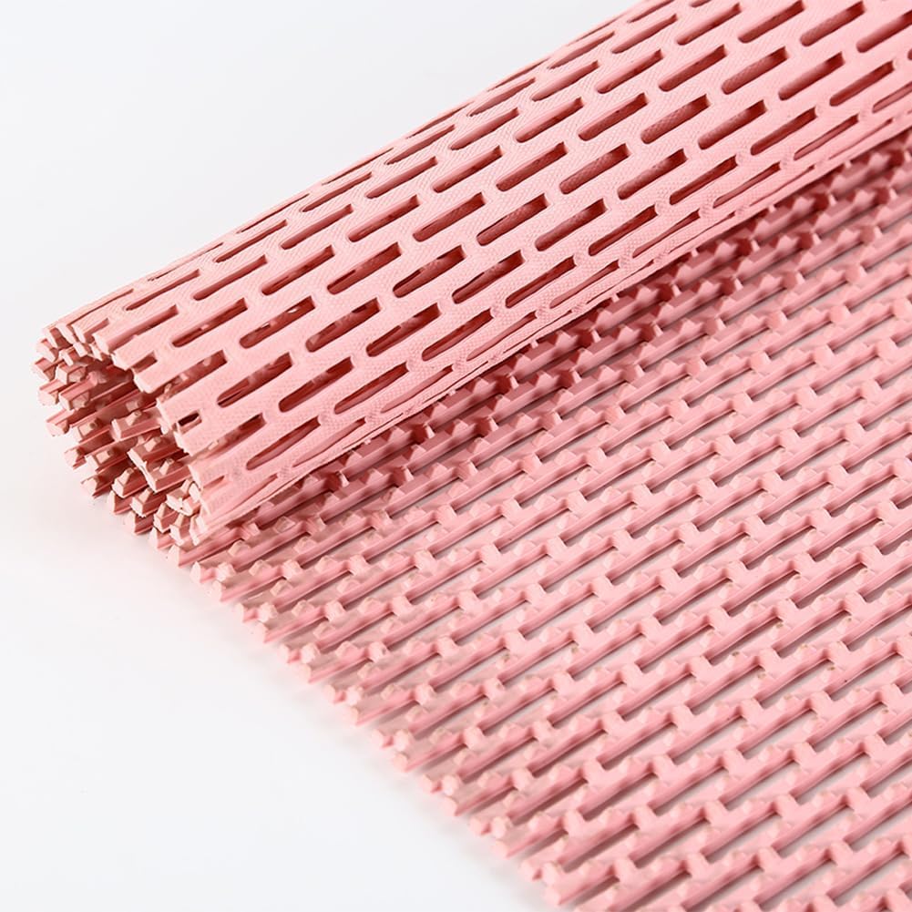 QYMYOZ PVC Bath Mat Multi-functional Openwork Shower Mat Pink Ideal Drainage(1.2 * 1m)