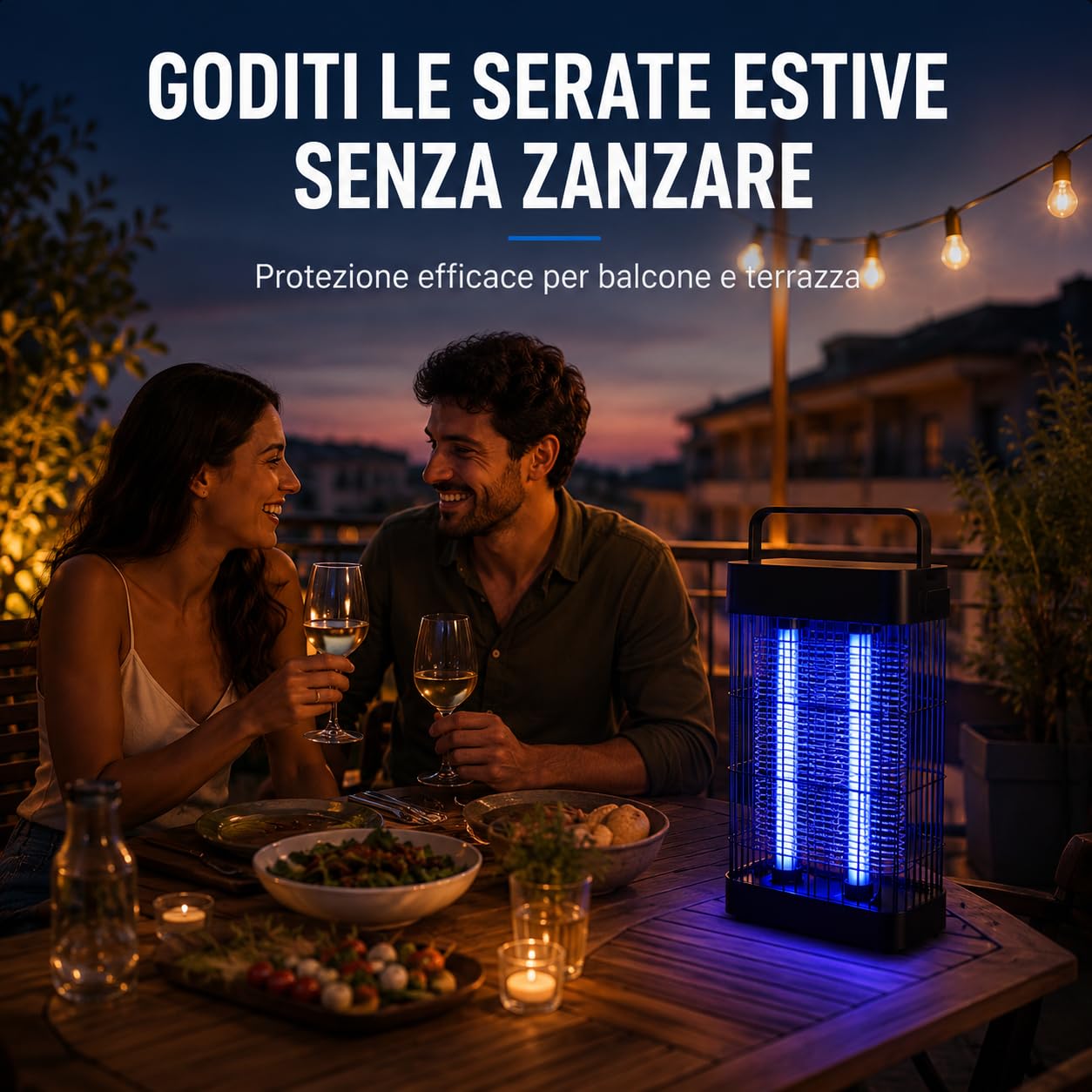 Lampada Antizanzare Elettrica 20W UV LED per Interno ed Esterno – Ammazza Zanzare e Mosche con Vassoio Estraibile – Killer Insetti per Casa, Balcone, Camera da Letto e Terrazza – Copertura 100 m²