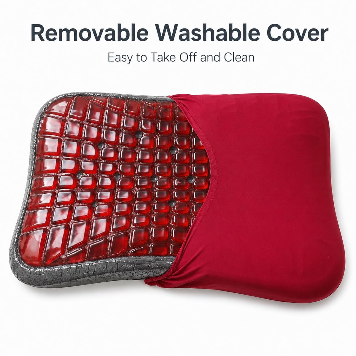 Cuscino Cervicale Ergonomico per Dormire in Gel Rinfrescante 60x40x10 cm | Guanciale Letto Traspirante con Federa Lavabile, Supporto Collo e Spalle per Fianco, per l'uso in casa.(Red)