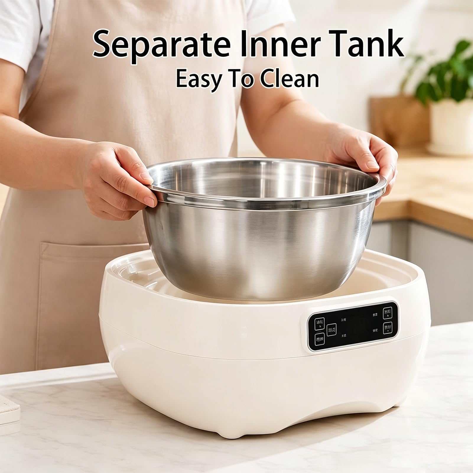 Fermentadora Eléctrica de Masa de 5/8 L con Pantalla LCD y Temporizador de 1 a 72 Horas, Recipiente Interior y Tapa de Acero Inoxidable, Máquina Automática de Fermentación para Pan, Pizza y Y Blue 8L