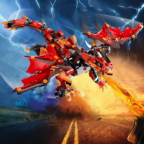 Miniatura 2 de OKKIDY Juego de construcción de dragón controlado por aplicación y control remoto, 485 piezas de bloques de construcción STEM juguetes para niños de