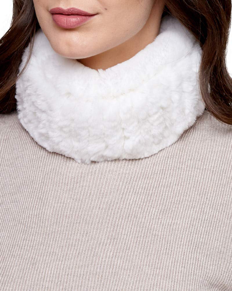 Knit Rex Rabbit Fur Headband in White