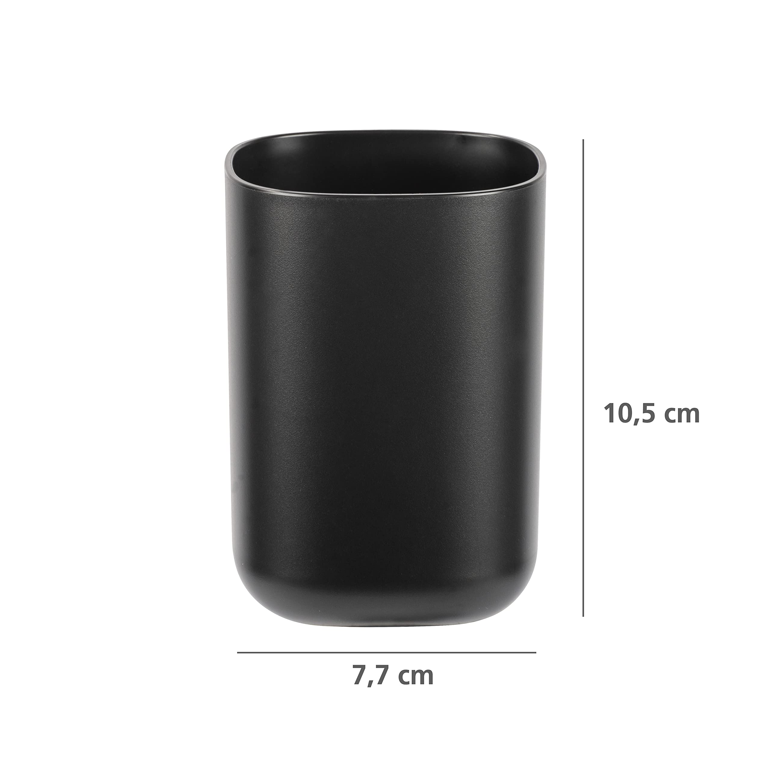 Wenko Vaso de dientes Davos, negro mate, Ø 7,7 x 10,5 cm