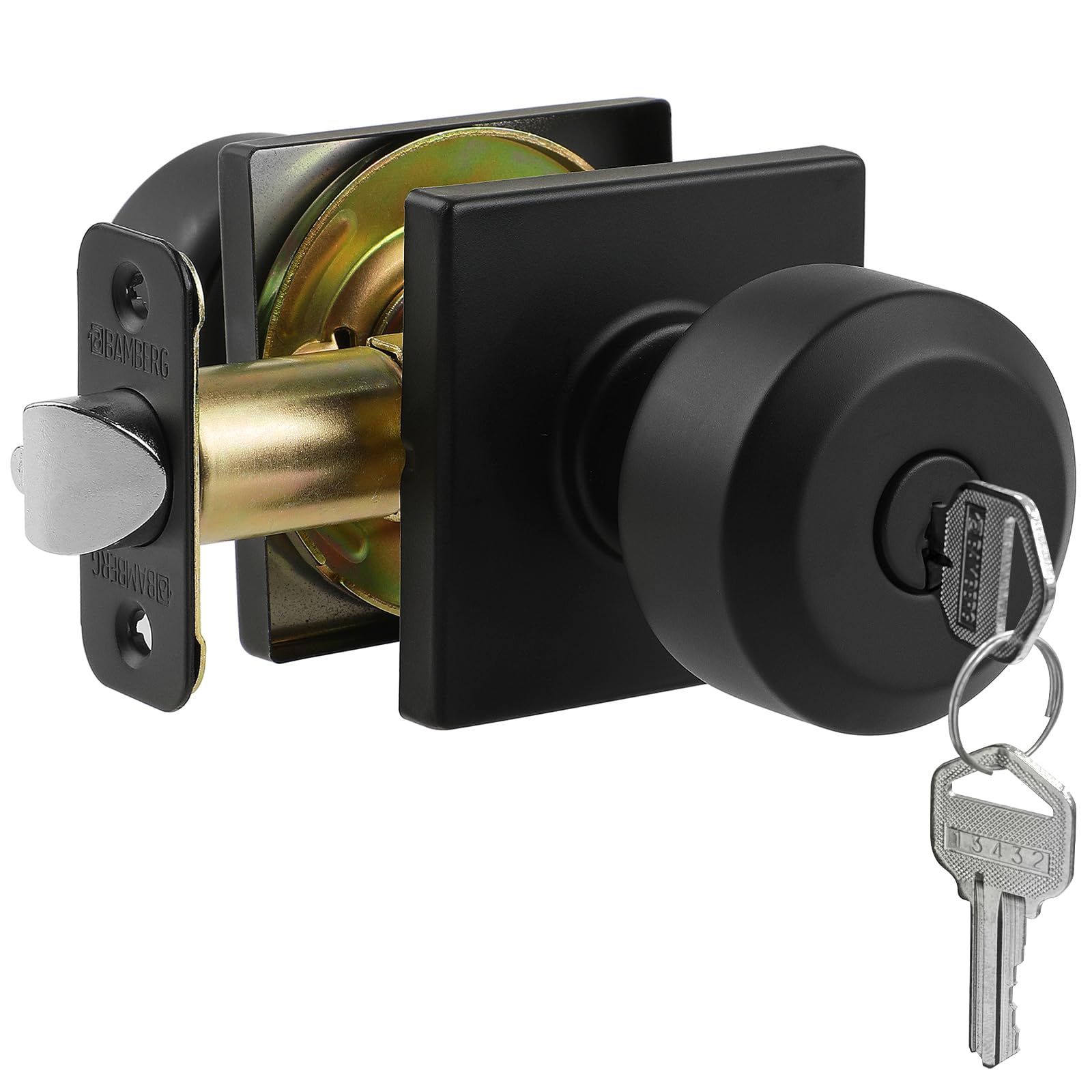 Privacy Door Knob with Key - Black -1
