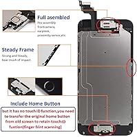 Vista 2 de Brinonac para iPhone 6, pantalla de repuesto negra, digitalizador LCD táctil, montaje completo con cámara frontal, sensor de proximidad, altavoz