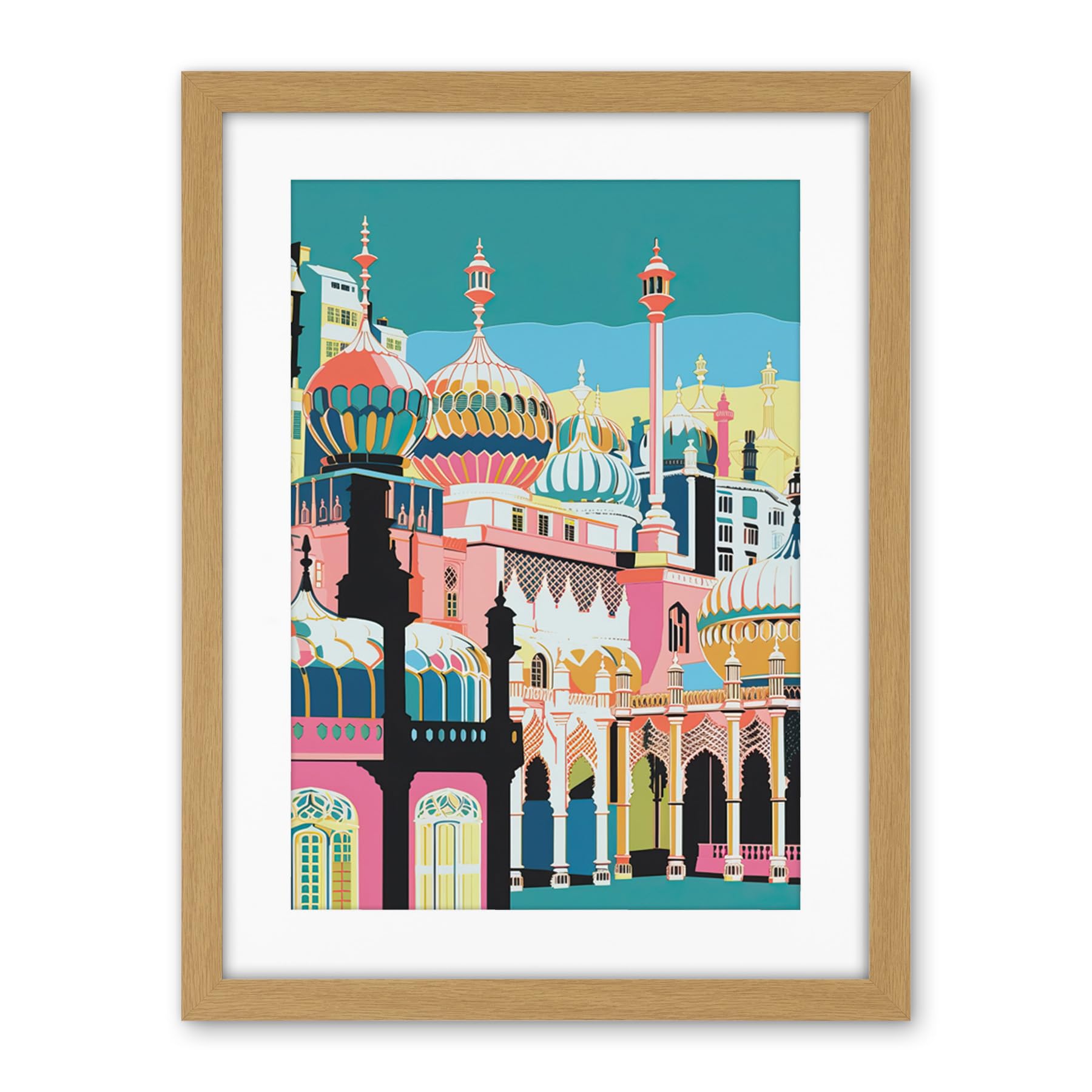 Artery8 Brighton Royal Pavilion Multicoloured Architecture Artwork Framed Wall Art Print 18X24 Inch