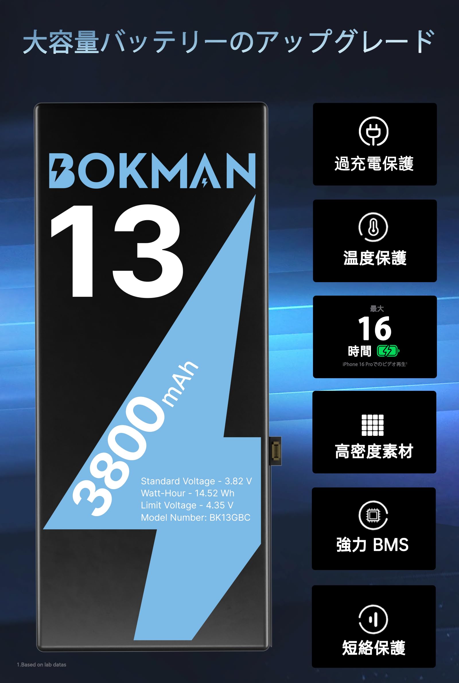 Amazon.co.jp: bokman for iPhone 13 バッテリー 3800mAh 大容量 互換