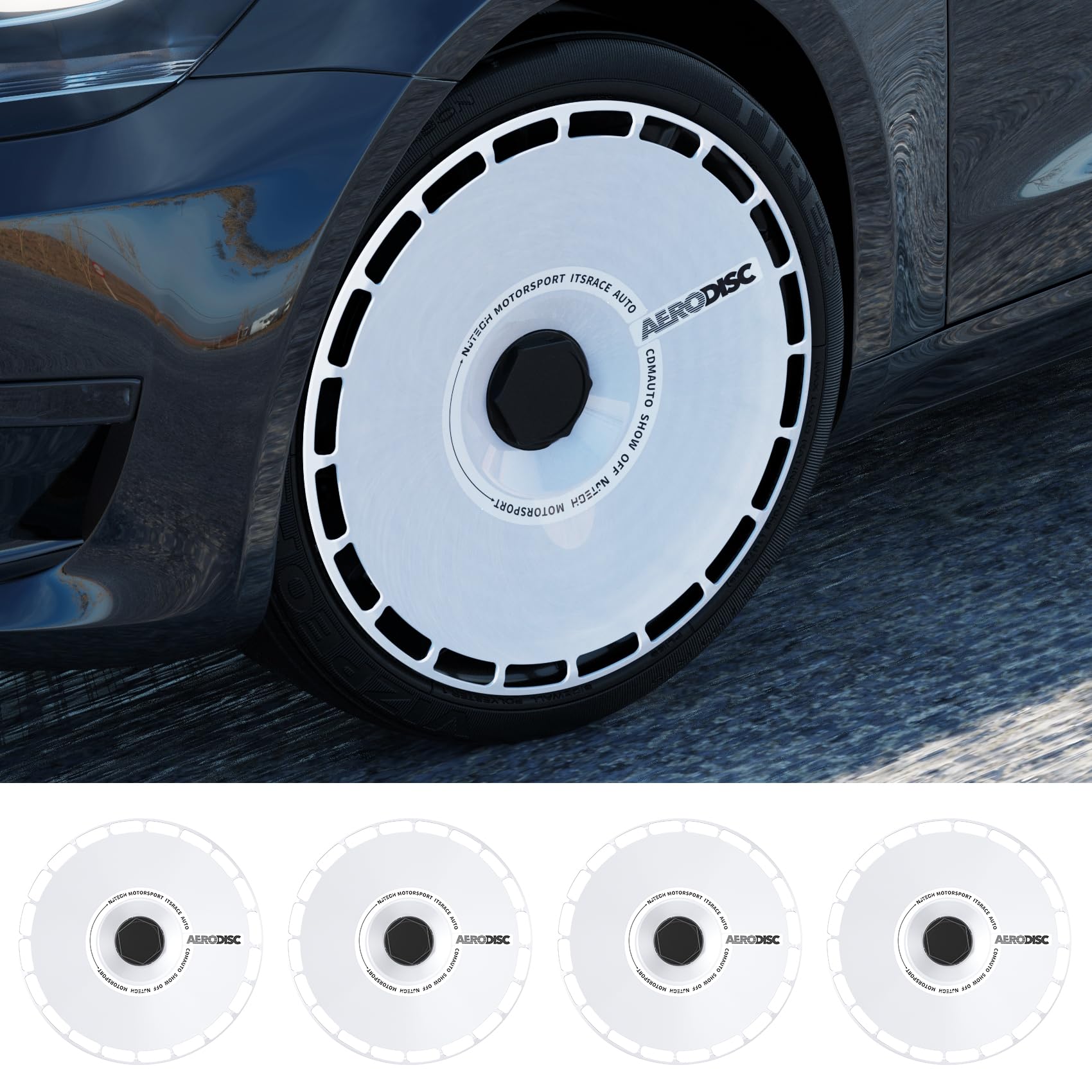 SAN D'ORCIA -Tesla Model Y Wheel Covers 19 Inch - Rim Protectors & Hubcaps -ABS Plastic Material Spare Tire Kit - Model Y Accessories 2023(White)