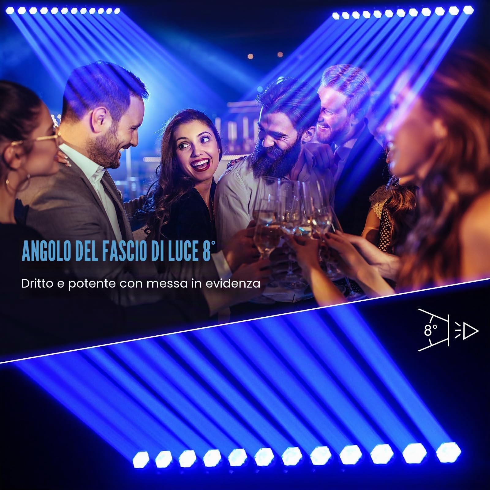 12x20W RGBW LED Teste Mobili Fascio Luce Wallwasher, d-mx512 (7/11/55CH)/Controllo Sonoro-Attivo Asse Y 180° Luce Barra Professionale per Palcoscenico Discoteca Partito Concerto