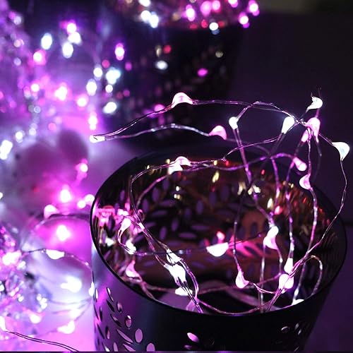 Miniatura 5 de OakHaomie - Extensión de lucecitas en alambre de cobre plateado de 10 pies, 30 micro luces led, incluye 2 baterías CR2032, para decoración,