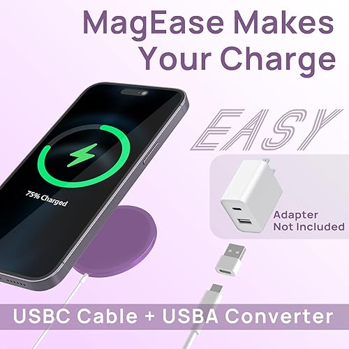 Miniatura 2 de MagEase - Cargador inalámbrico magnético de 15 W, cargador inalámbrico magnético compatible con iPhone 16, 15, 14, 13, 12 y AirPods 32Pro,