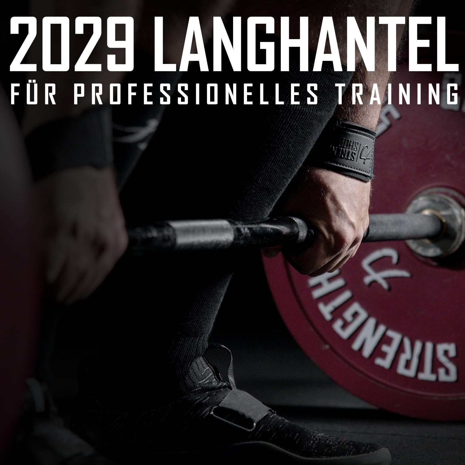 Strength Shop Olympia Langhantel 20kg, 220cm Länge & 29mm ⌀, Stahl Langhantelstange 50mm Scheibenaufnahme mit scharfer Rändelung, perfekt für Kniebeugen, Kreuzheben, & Co.