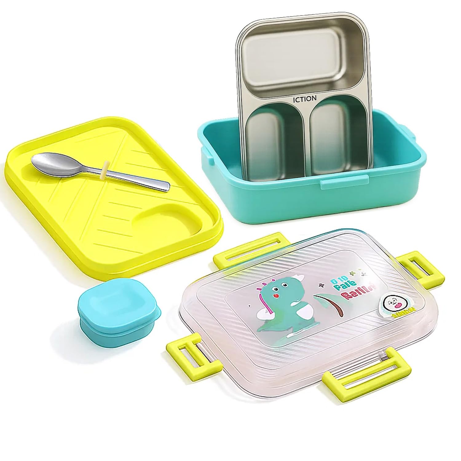 TuCo® Lunch Box 3 Compartment, 820ml, Yellow and Blue