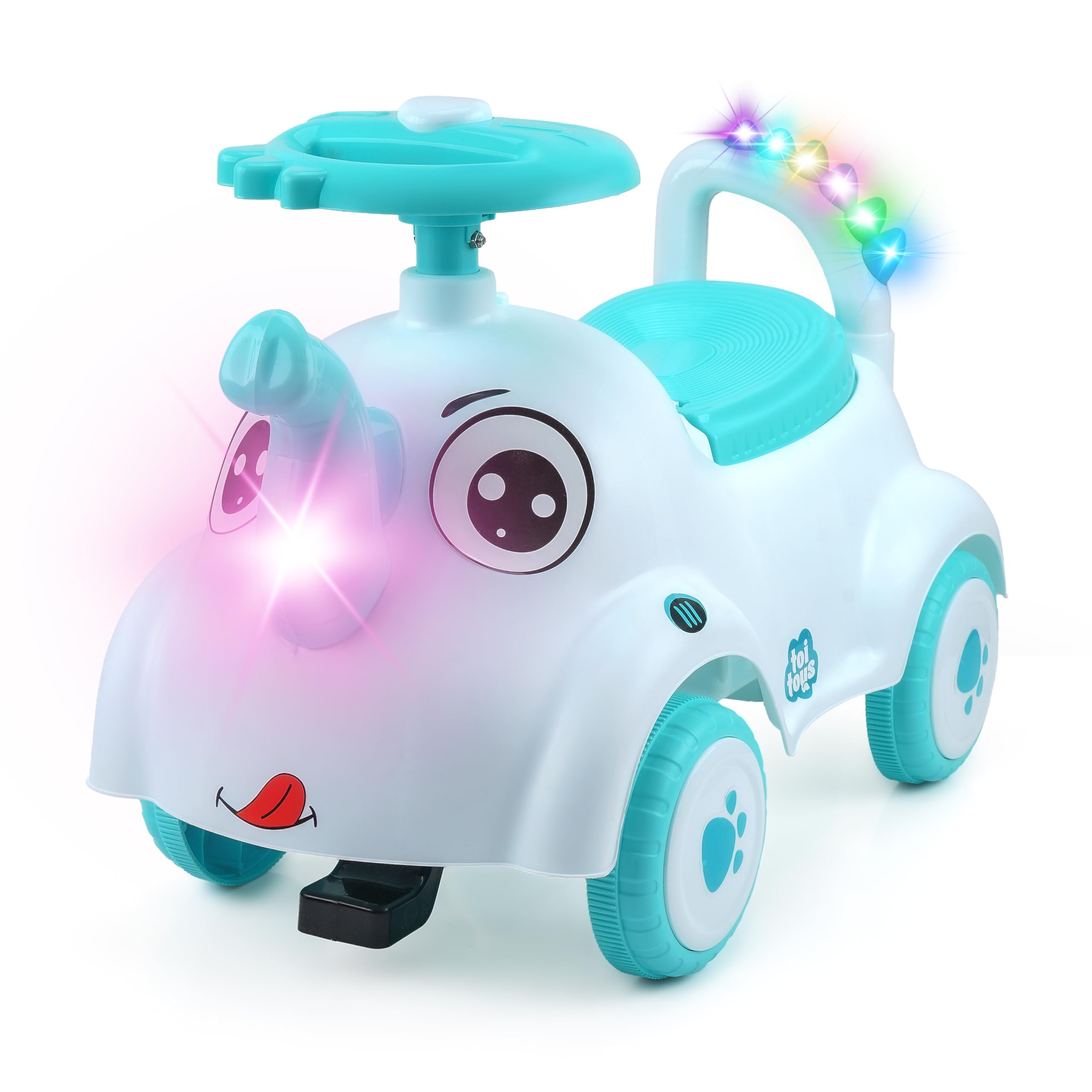 JoyRide Ellie-Go-Round Musical Elephant Rider Foot-to-Floor Ride-On Toy for Kids Push Car with Interactive LED Lights, Music, and Under-Seat Storage. (Blue)-image-24