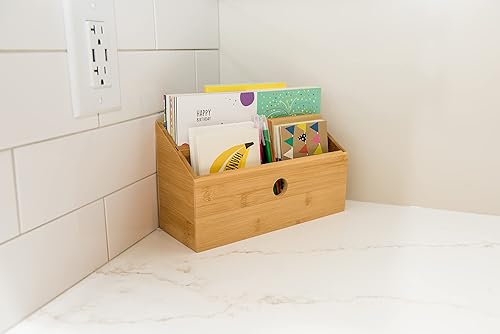 Miniatura 6 de Lipper International 808, organizador de correo de 2 compartimientos, de bambú.