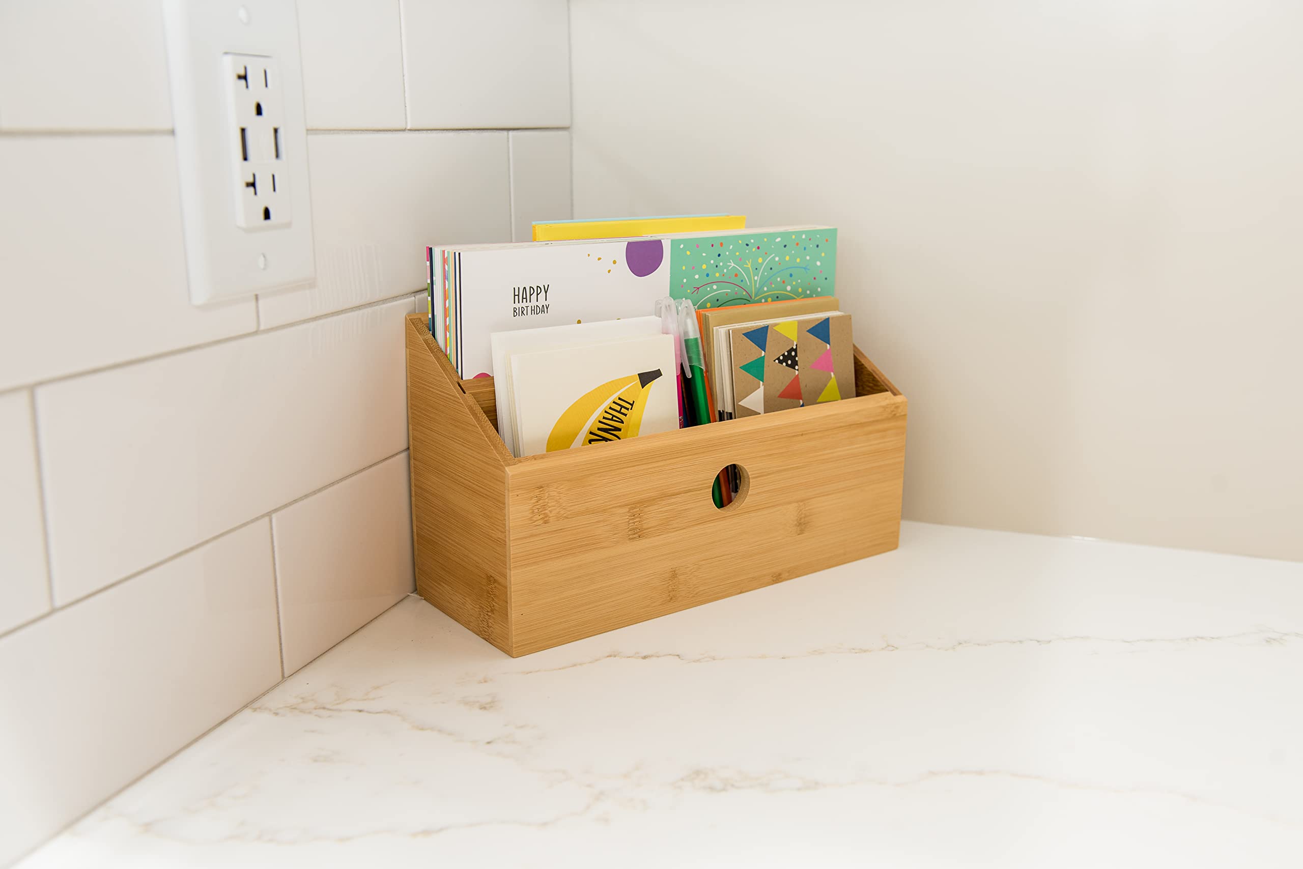 Lipper International 808 Bamboo 2-Slot Mail Organizer
