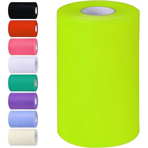 Apple Green Tulle Fabric Rolls 6 Inch by 100 Yards (300 feet) Tulle Roll Spool Fabric for DIY Tutu Skirt Baby Shower Birthday Party Wedding Decorations Christmas Craft Supplies (Apple Green)