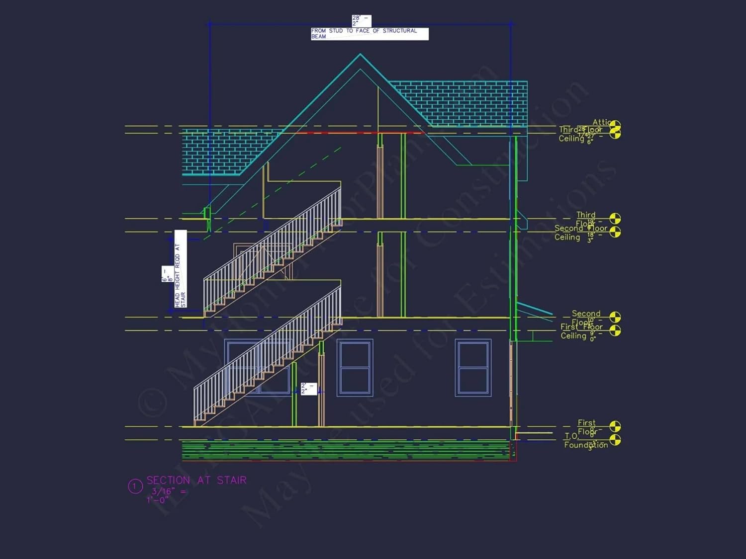 20-1678 HOUSE PLAN - Efficient 3-Story House Floor Plan with CAD Architecture Designs