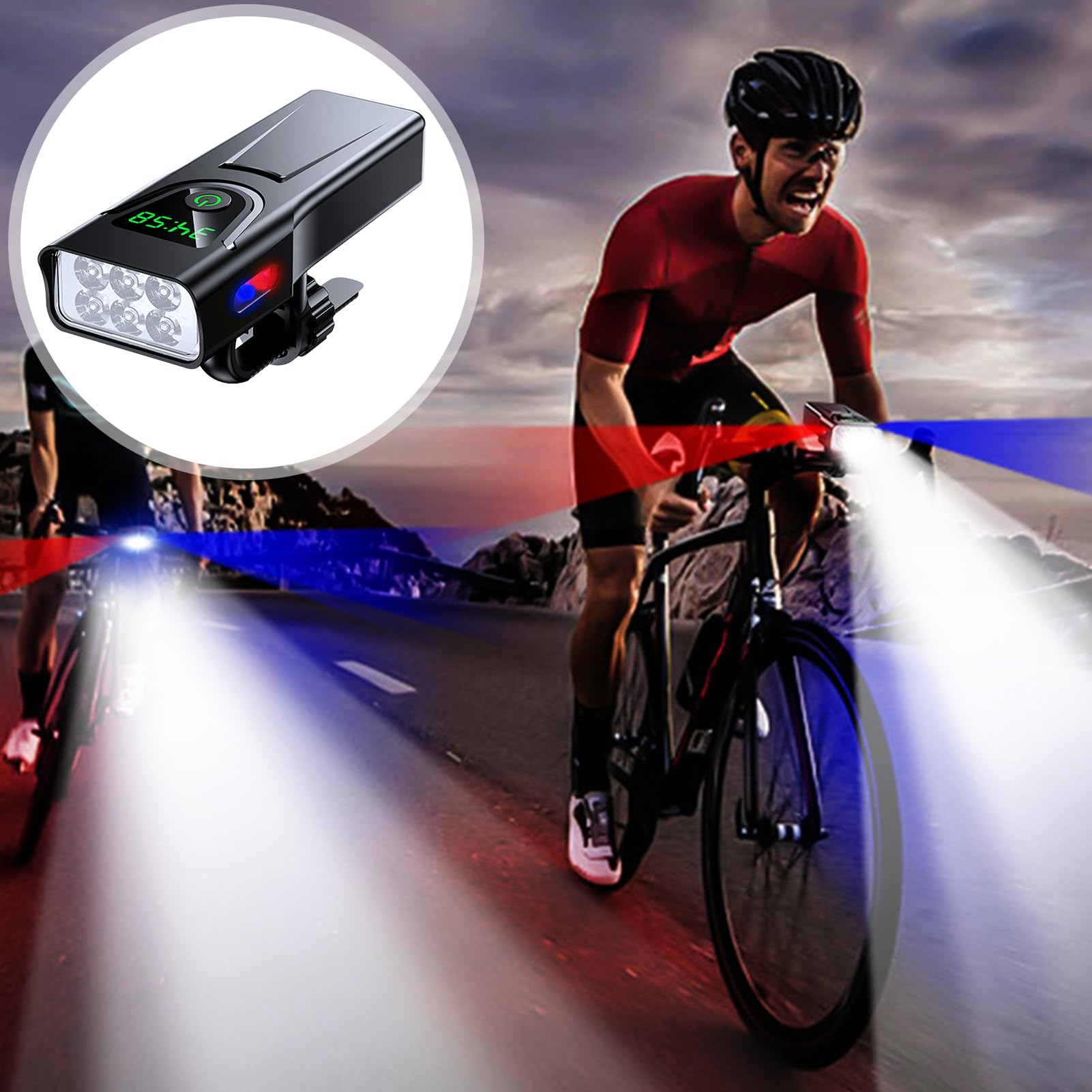per Bici Notturne Fanale Posteriore Ricaricabile Impermeabile 5 Modalità | 1000 Lumen Anteriore Bici 5200mAh per Ciclismo Adulti Bambini Scooter e Passeggino