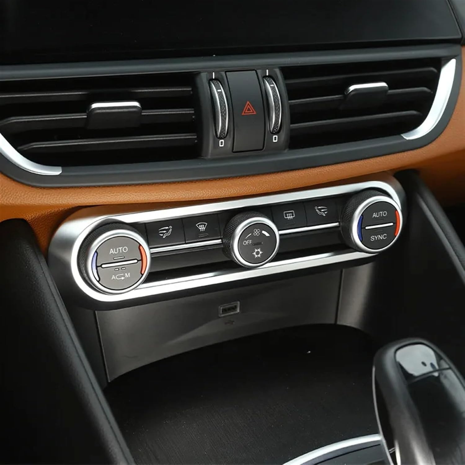 Carbon Fiber for alfas romeos Giulia Stelvio 2017 2018 2019 2020 ABS Center Air Conditioning Adjustment Frame Trim Car Accessory(Silver)