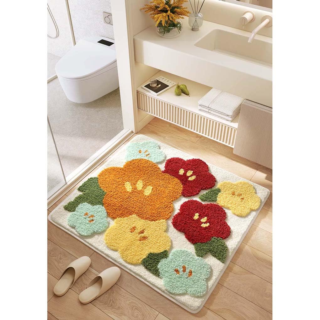 Amazon｜Foxace ラグマット ふわふわ 正方形 80x80cm 花柄 バスマット