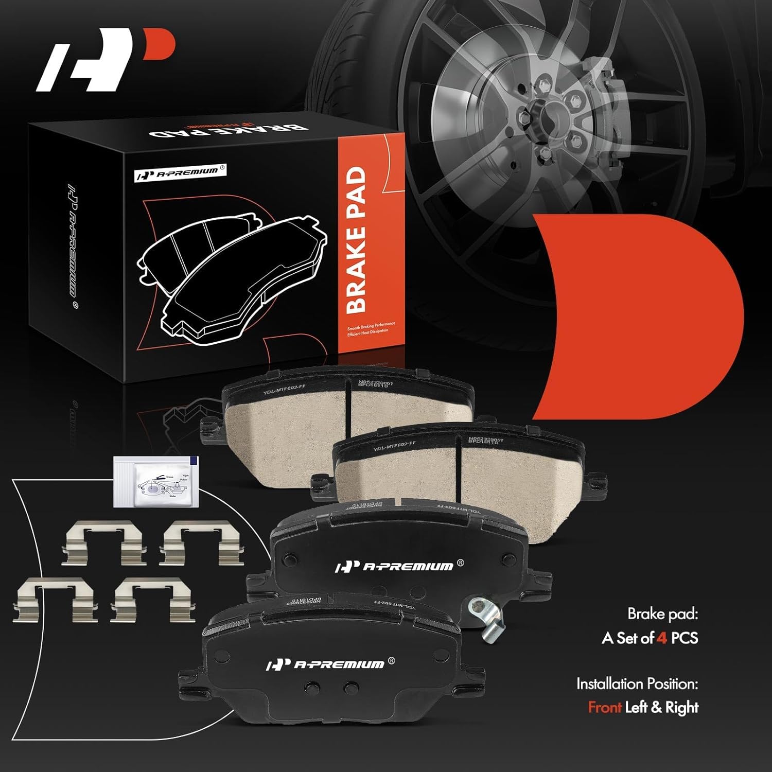 A-Premium Front Ceramic Brake Pads Set Compatible with Jeep Compass 2017-2022, Renegade 2015-2022 & Fiat 500X 2016-2021, 4-Pack