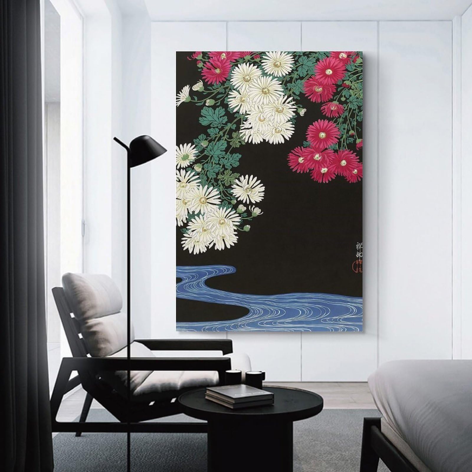 Junmoney Unframe-Style-25 Ukiyo E Chrysanthemums Room Decor Wall Art, 20X30inch(50X75cm), For Home Office, Desk Area Or Studio, An Interior Accent For Desk Areas