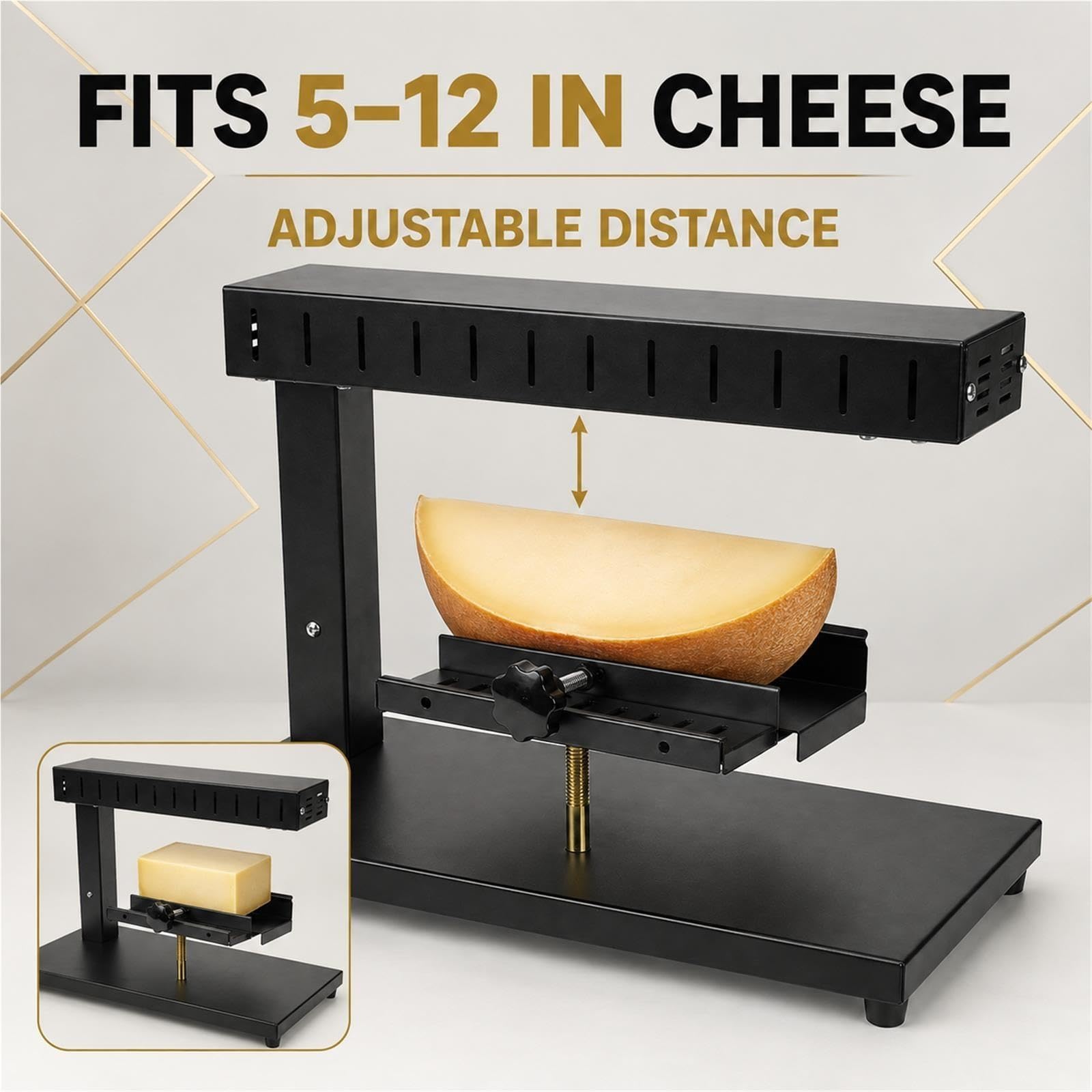 Appareil à raclette professionnel 750 W, demi-meule, support réglable