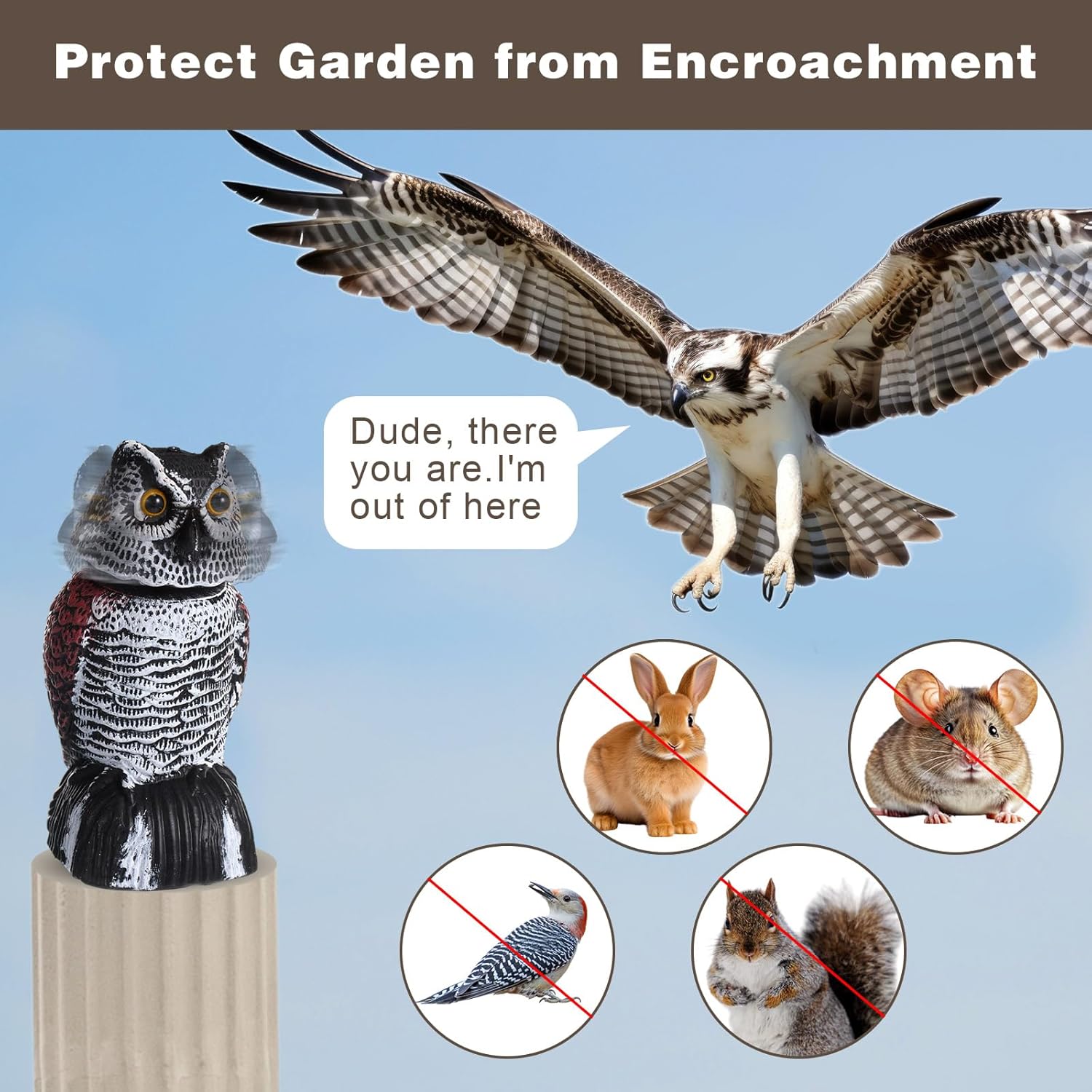 Qualirey 6 Pcs Fake Owl Decoys to Scare Birds Away 3.5 x 7.9 Inch Mini Plastic Rotating Head Bird Deterrents Scarecrows Sculpture Owl to Keep Bird Away for Outdoor Home Garden Yard Patio Decor