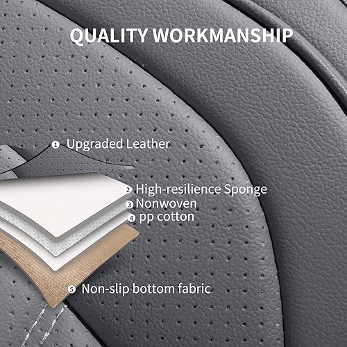 Miniatura 5 de HChengkikz Juego completo de fundas de asiento de automóvil, fundas de asiento de cuero transpirable para automóviles, fundas universales de asiento