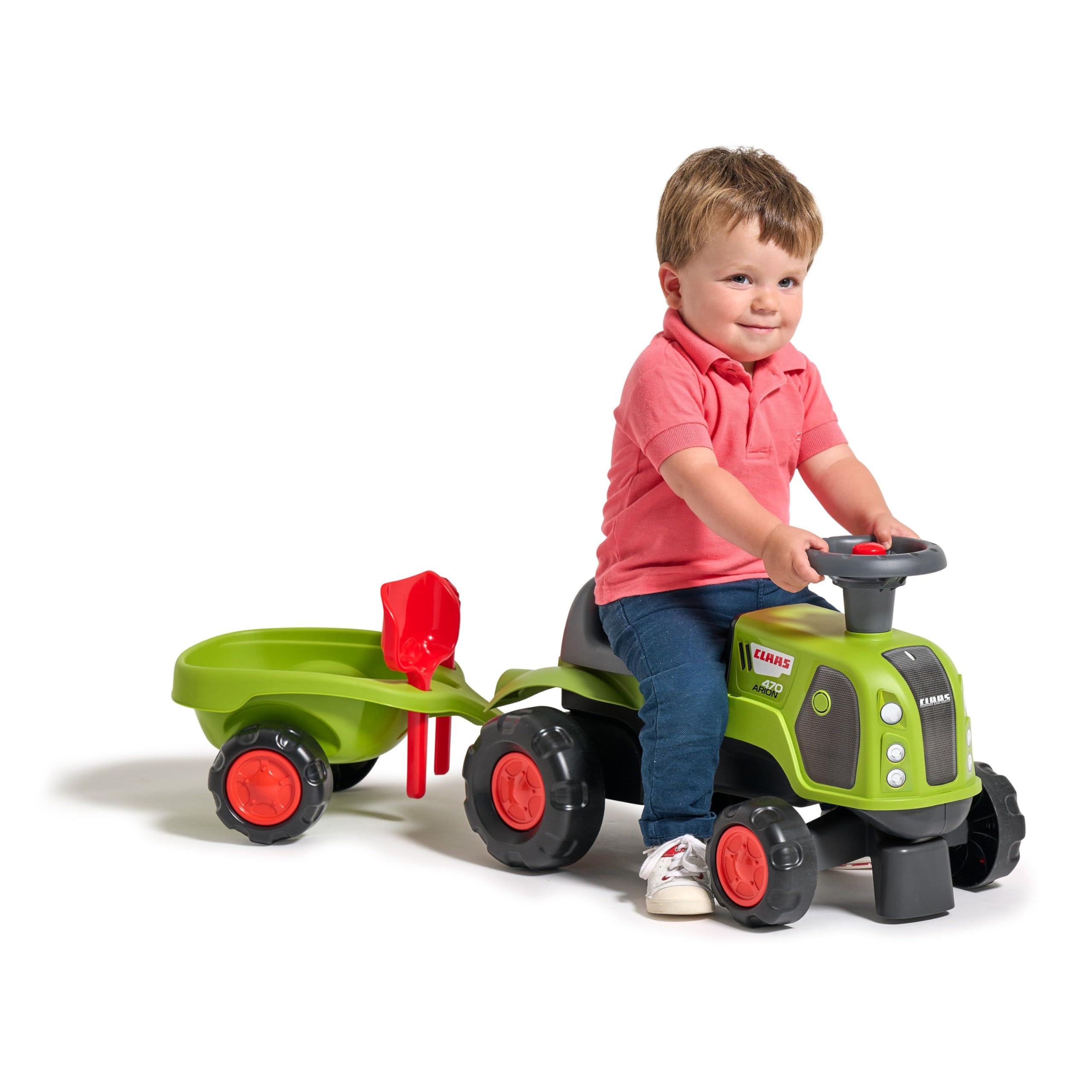 Falk - Porteur Tracteur Claas - avec remorque - Dès 12 Mois - 90% de Plastique recyclé - Fabriqué en France - 312C, Vert