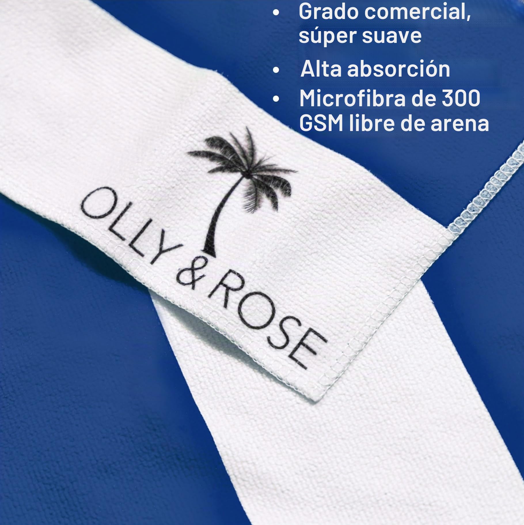 Olly & Rose Toalla de Playa Extra Grande de Microfibra de Lujo con Bolsillo con Cremallera y Almohada Inflable y patrón Reversible 100 x 200 cm - Toalla de Viaje Ligera de Microfibra de Lujo 300 g/m²