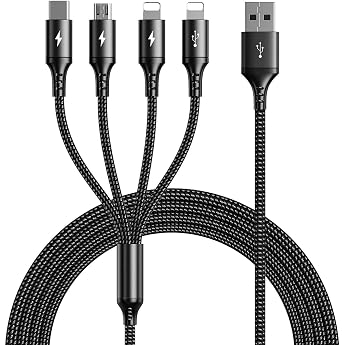 UZAHSK Multi USB Kabel [4A/3M]Nylon Geflochtener 4 in 1 Universal Ladekabel Mit iP/Typ-C/Micro USB-Anschluss F&uuml;r Phone 13/12/