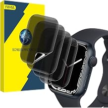 [ 4 Pack ] YMHML Privacy Screen Protector Compatible for Apple Watch Series 9 8 7 45mm, [Upgrade Anti-Spy Film] Soft Anti-Scratch Matte Film for Apple Watch Series 9 8 7 Accessories Matte Black, 45mm
