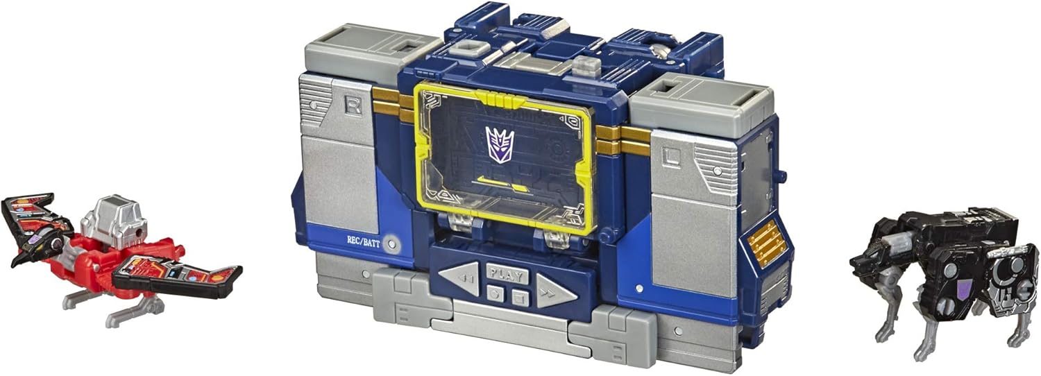 Transformers Netflix War for Cybertron Trilogy Voyager Class Soundwave Battle 3-Pack with Laserbeak and Ravage, F0708