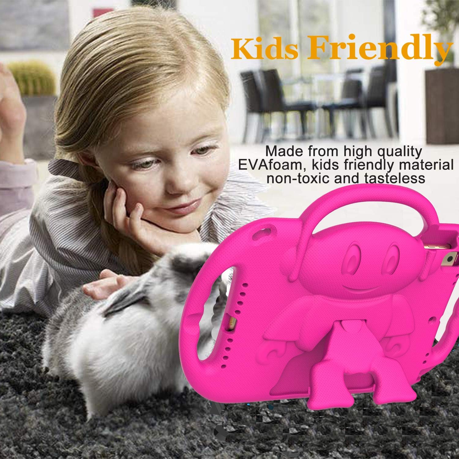 LEDNICEKER Kids Case for New iPad 10.2 2019 with Shoulder Strap - Toddler Shockproof Lightweight Handle Friendly Kids Stand Case for iPad 10.2 inch 7th Generation Latest Model - Rose