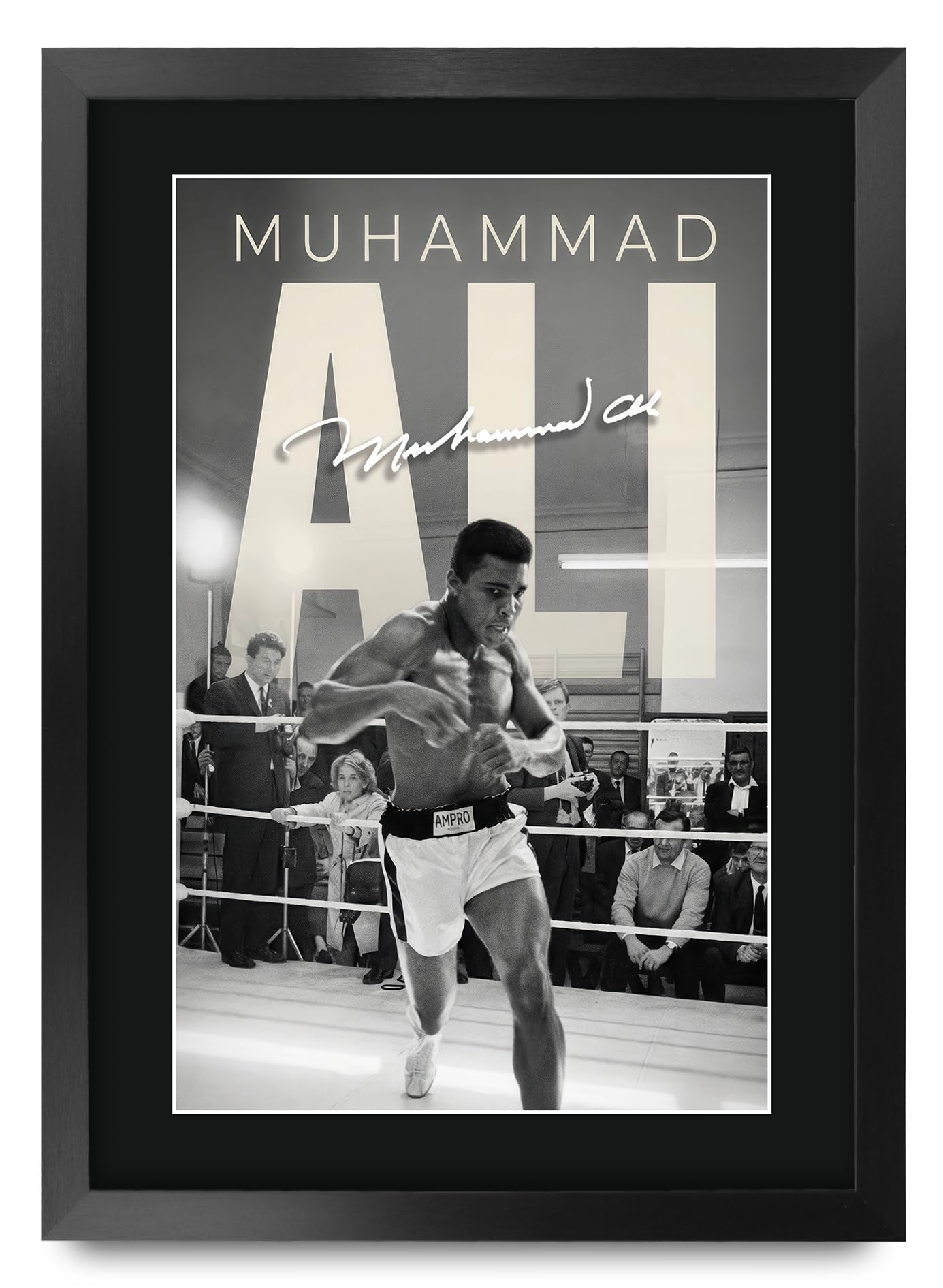 HWC Trading Muhammad Ali Boxing Gifts Printed Signed Autograph Poster for Boxer Memorabilia Fans (ID-000189) - A3 Framed