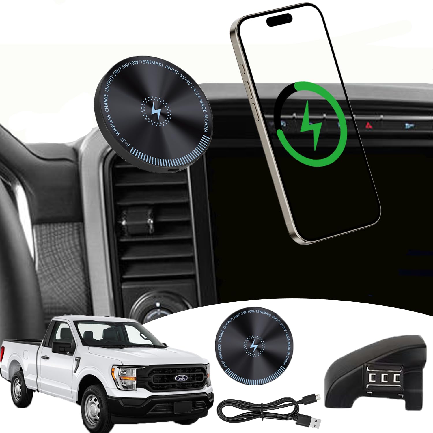 for Ford F150 Phone Mount Magnetic 15W Fast Wireless Charger for F150 2021-2024