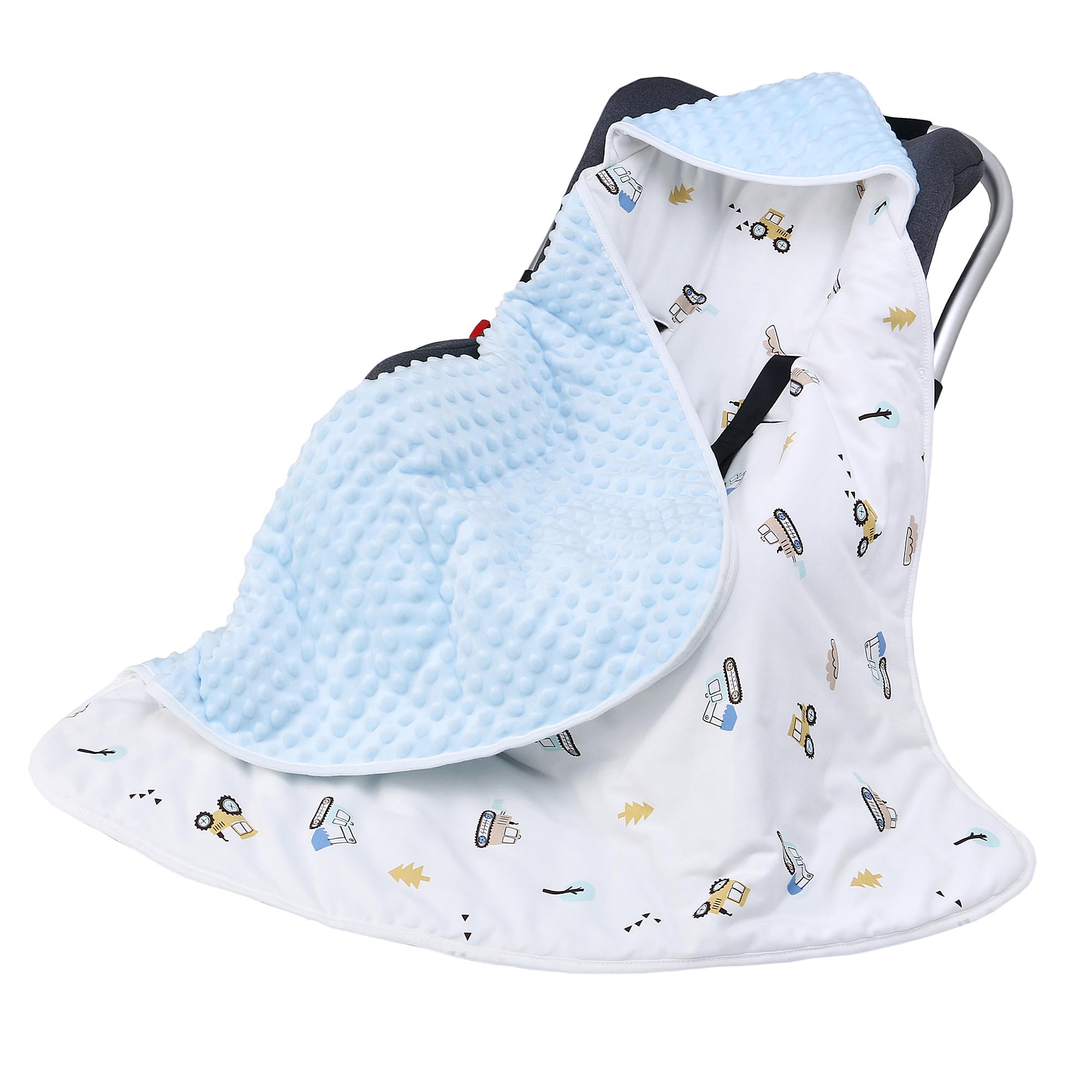 Miracle Baby Einschlagdecke Babyschale Winter Baumwolle Reversible Decke Universal Kuscheldecke 90x90cm für babyschale Kinderwagen mit 8 Punkt Gurt Löcher