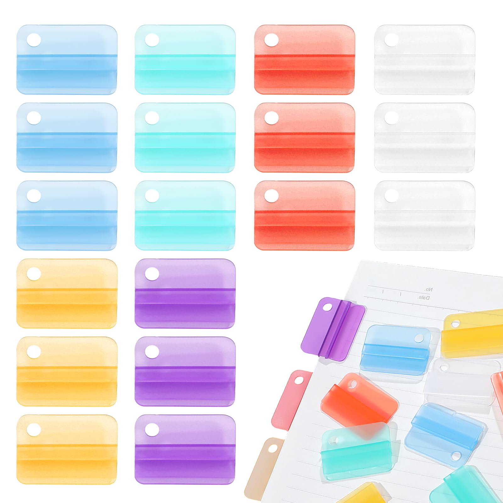 Translucent Index Clips, 18-Piece Set, 6 Colors