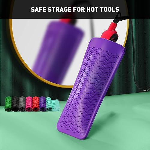 Miniatura 5 de ZAXOP - Funda de silicona resistente para plancha, rizador y herramientas calientes para cabello (morado)