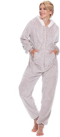 Onesie Pajamas for Women Fleece Womens Onesie Pajamas, Fuzzy Pajama Onesies for Women