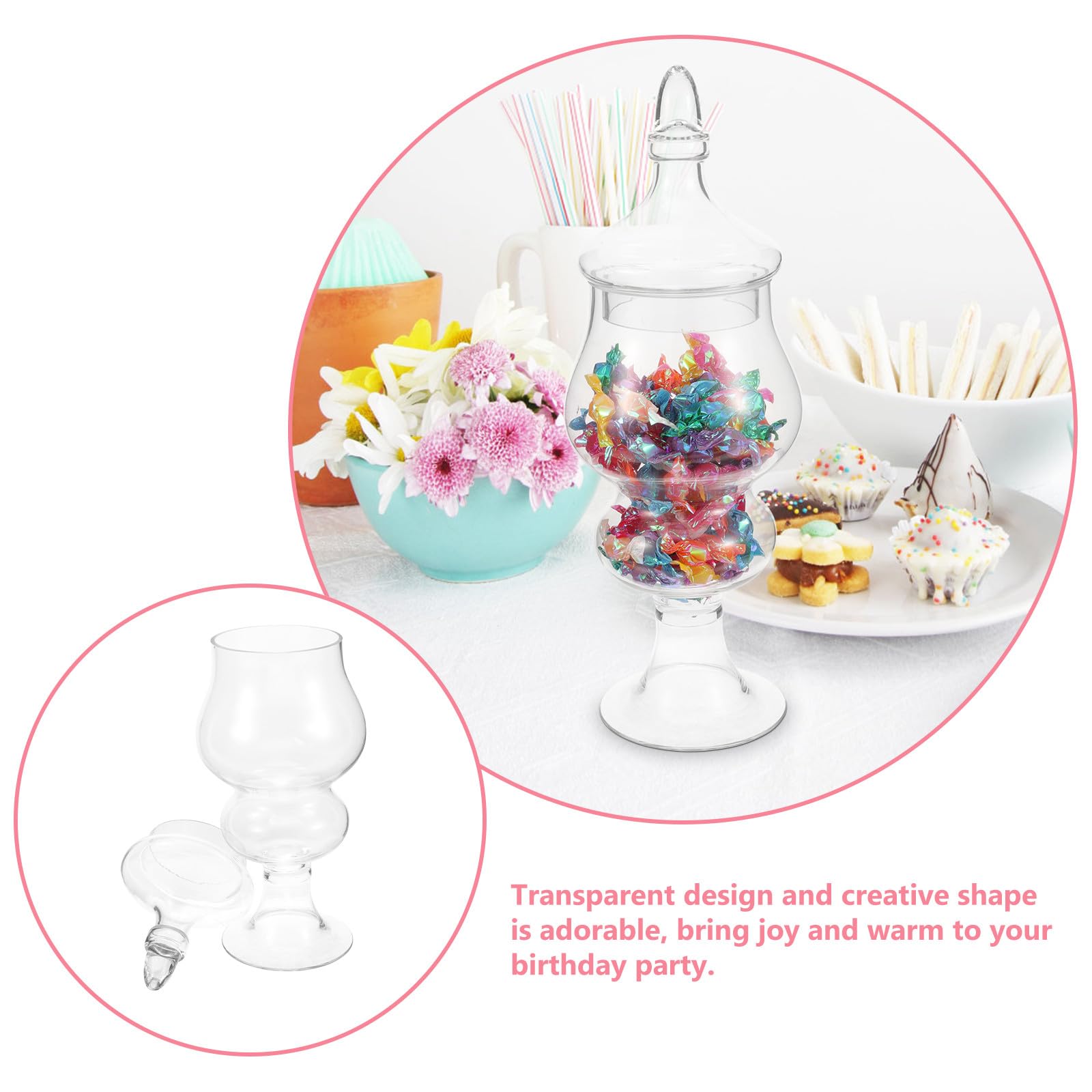 Sosoport Transparenter Glas Bonbonbehälter Kreatives Design mit Deckel Kleiner Durchsichtiger Glasbehälter für Süßigkeiten und Feierlichkeiten im Zuhause