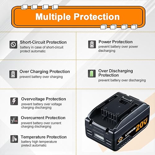 Miniatura 5 de 2 paquetes de baterías de repuesto de 6.0Ah para Worx Battery 20V WA3520, WA3525, WG151s, WG155s, WG251s, WG255s, WG540s WG545s, WG890, WG891,