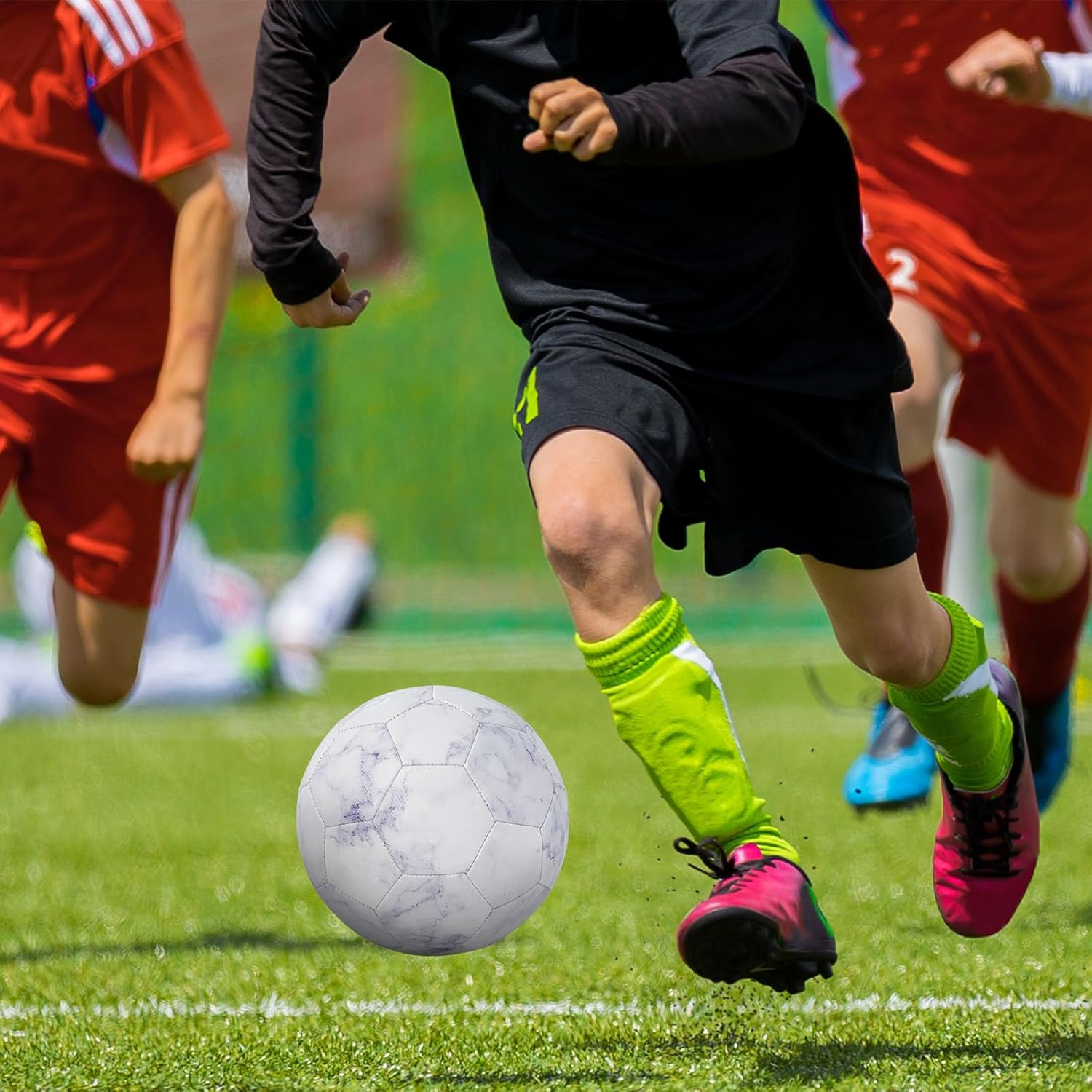 Kuangmi Soccer Ball, Official Size 5 Match Ball, Youth & Teenager & Adult Soccer Players, Outdoor & Indoor Sports Training Playing Practice and Game