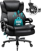 Indulgear 500lbs Big & Tall Heavy Duty Office Chair - High Back Executive with Adjustable Lumbar, Quiet Rubber Wheels & Pocket Spring Cushion