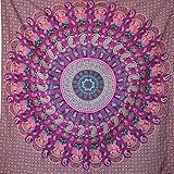 MOMOMUS Tapiz Mandala Indio - 100% Algodón, Grande, Multiuso -Tapices de Pared Decorativos -Ideales para la Decoración del Hogar, Habitación o Salón - Lila B, 210x230 cm